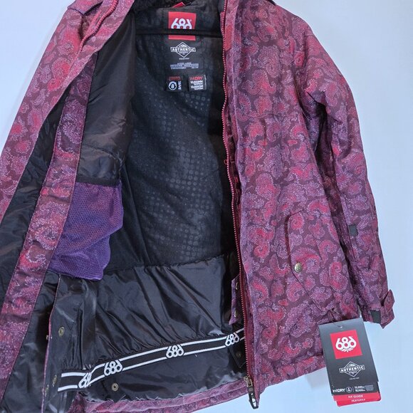 NWT 686 Wine Paisley Herringbone Insulated Winter & Snowboarding Jacket Size M - Picture 4 of 6